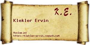 Klekler Ervin névjegykártya
