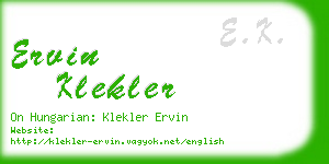ervin klekler business card